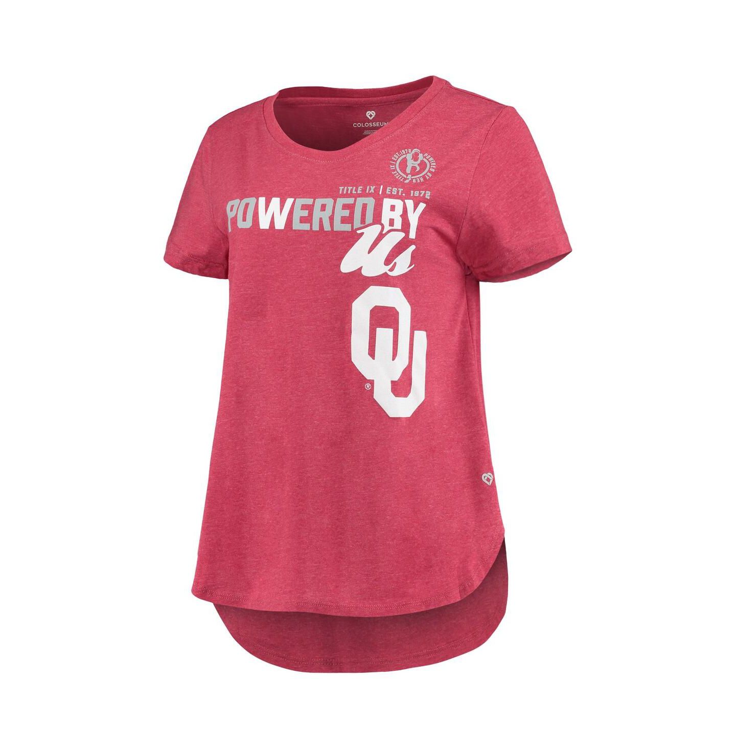 Женская футболка Colosseum Heathered Crimson Oklahoma Sooners PoWered By Title IX — фото 3