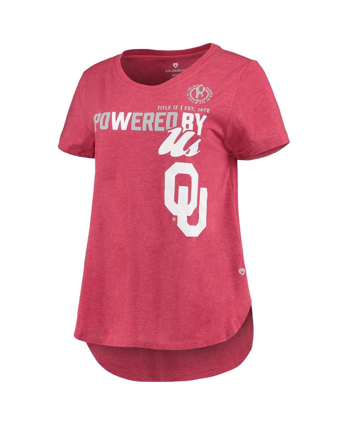 Colosseum Women's  Heathered Crimson Oklahoma Sooners Powered By Title Ix T-shirt In Heathered Crimson