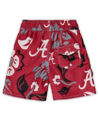 Little Boys and Girls Crimson Alabama Crimson Tide Floral Volley Swim Shorts
