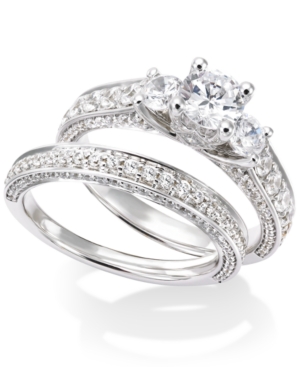 image of Diamond Three-Stone Engagement Ring Bridal Set in 14k White Gold (2-1/2 ct. t.w.)