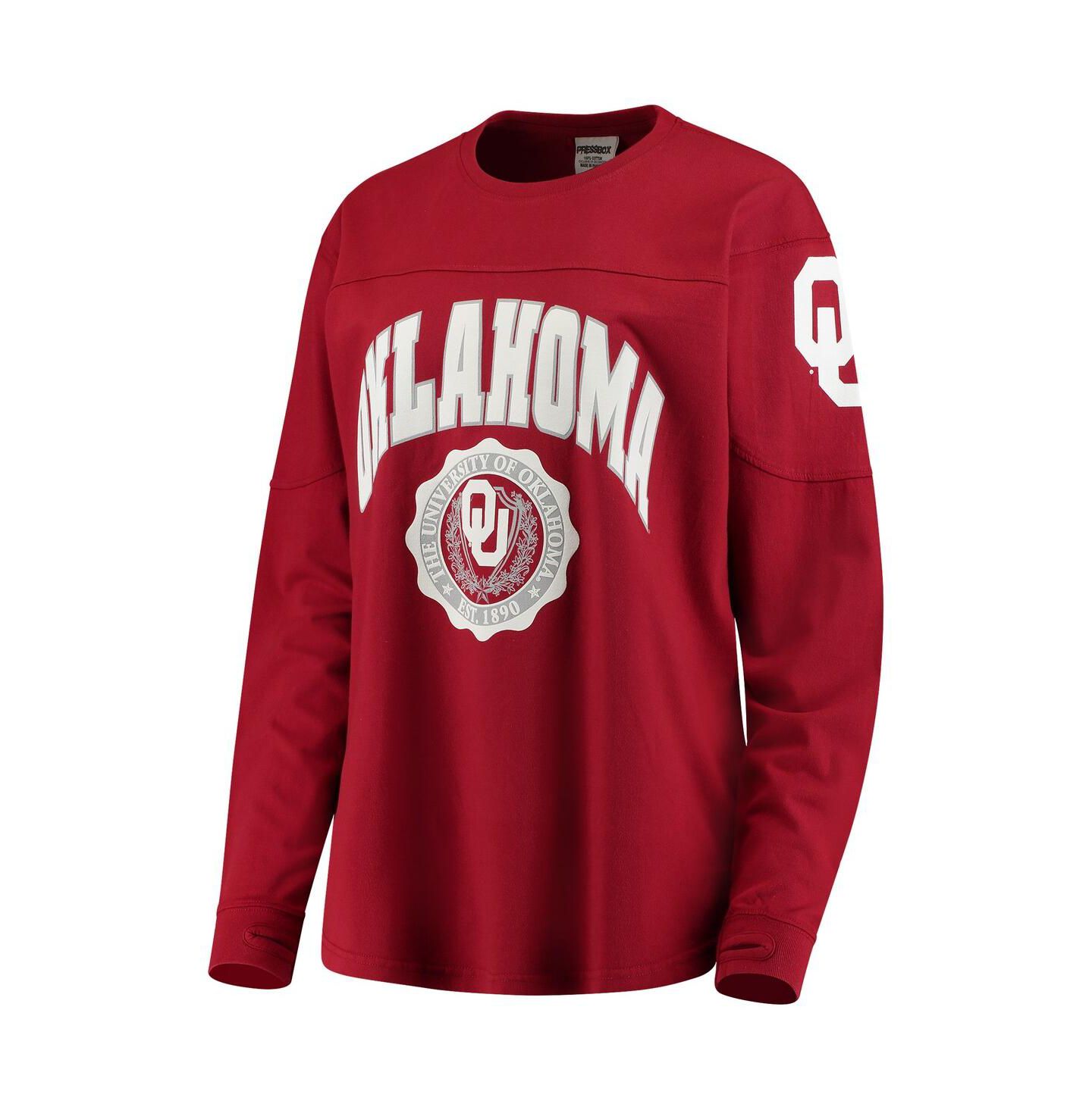 Женская футболка Pressbox Crimson Oklahoma Sooners Edith Long Sleeve — фото 3