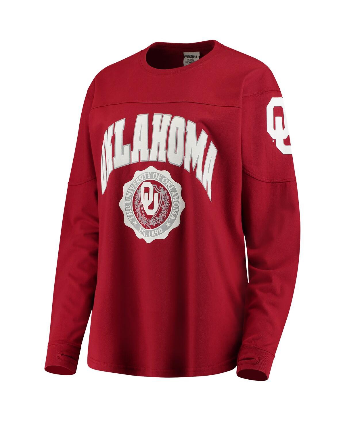 PRESSBOX WOMEN'S CRIMSON OKLAHOMA SOONERS EDITH LONG SLEEVE T-SHIRT 
