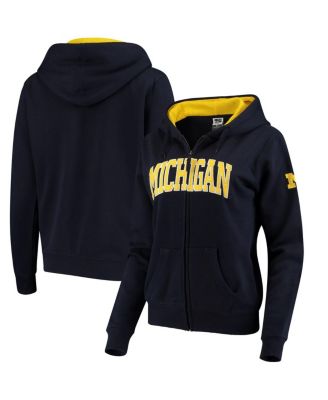 Women's Navy Michigan Wolverines Arched Name Full-Zip Hoodie