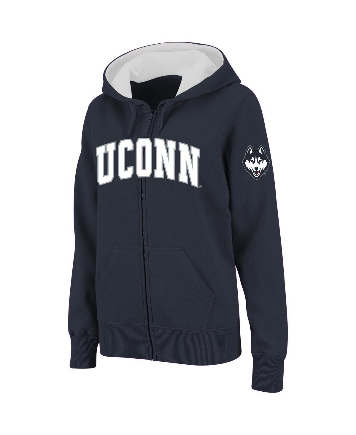 Women's ColosseumUConn Huskies Arched Name Full-Zip Hoodie - Navy
