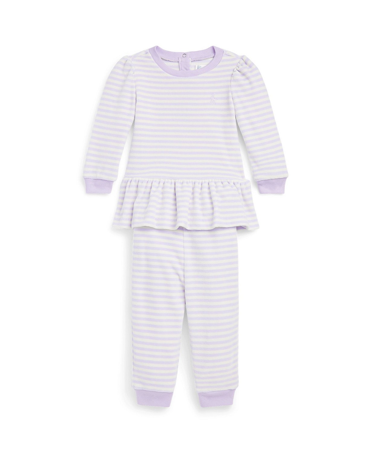 Baby Girls Striped Velour Top and Pants, 2 Piece Set