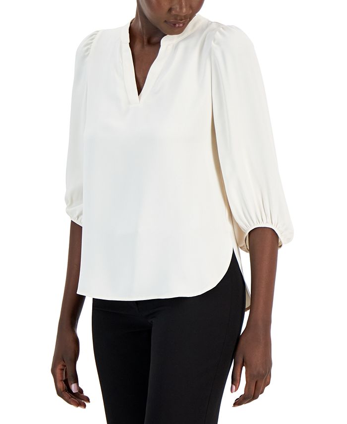 Anne Klein Ity Ls Button Cuff W/ V-Neck Collar