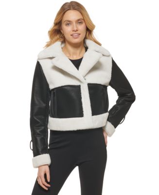 Armani exchange faux shearling hotsell worker jacket in black