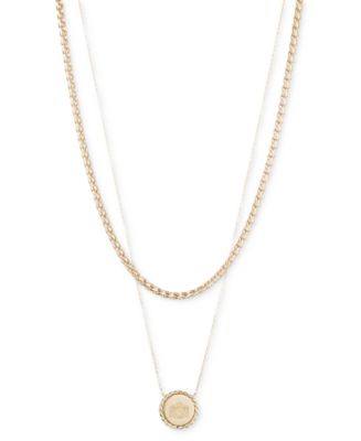 Lauren Ralph Lauren Gold-Tone Wheat-Chain Crest Layered Pendant ...