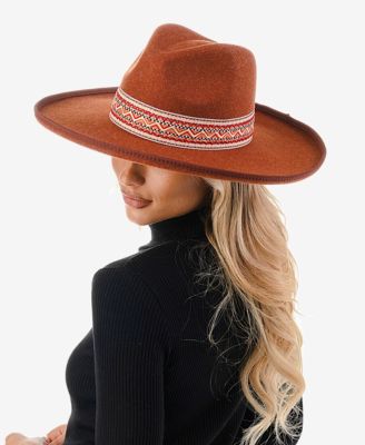 Women's Chevron Trim Wool Blend Panama Hat