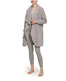 Women's Rib Knit Cuff Open Front with Cascading Cardigan