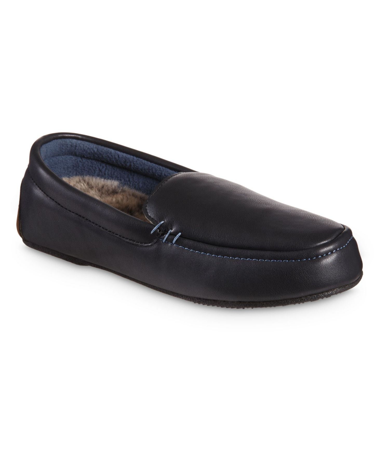 Женские тапочки Isotoner Signature Faux Leather Vivienne Moc Slippers, цвет: Чёрный — фото 1