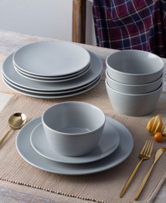 Colorscapes Swirl Coupe 12 Piece Dinnerware Set, Service For 4