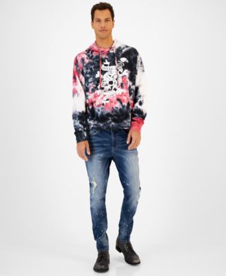 Ed Hardy - Men's Relaxed-Fit Fleece Tie Dye Skull Hoodie