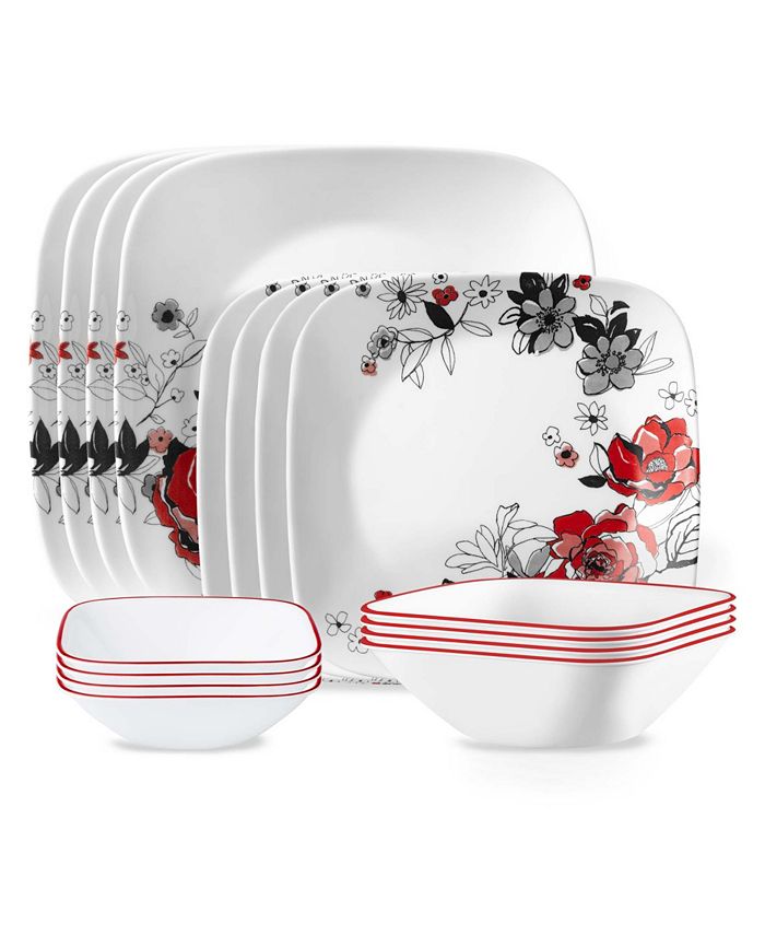 Corelle Chelsea Rose 16 Piece Dinnerware Set, Service for 4 Macy's