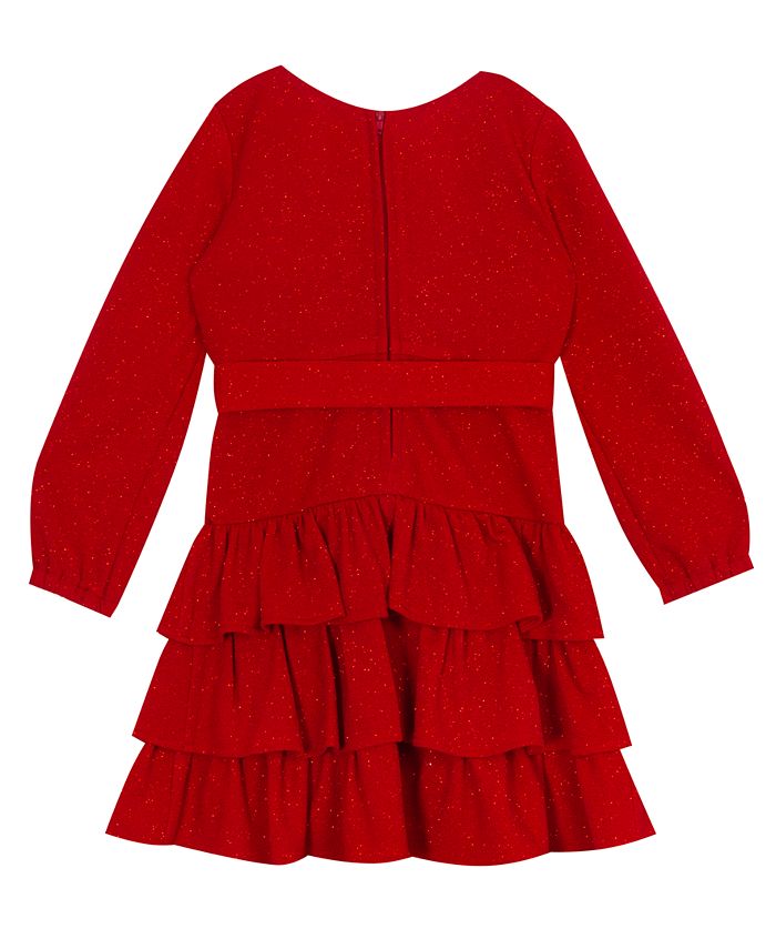 Rare Editions Little Girls Glitter Knit Dress with Tiered Ruffle Skirt ...