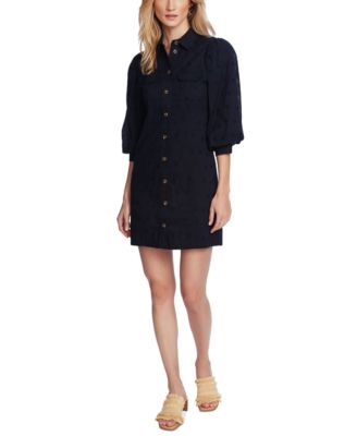 Court & Rowe - Women's Cotton Puff-Sleeve Eyelet Shirtdress
