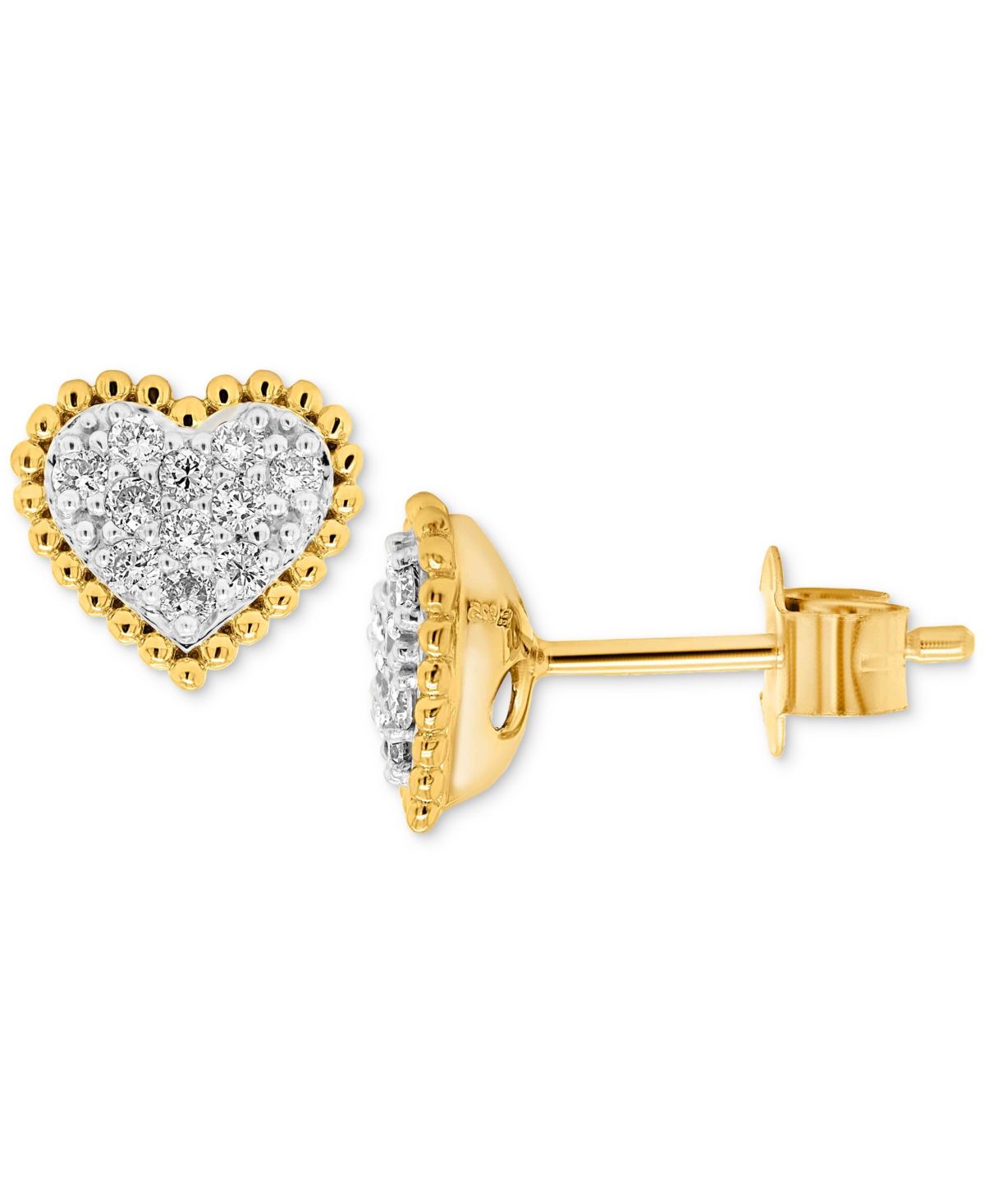 FOREVER GROWN DIAMONDS LAB-CREATED DIAMOND HEART CLUSTER BEAD FRAME STUD EARRINGS (1/4 CT. T.W.) IN 14K GOLD-PLATED STERLIN