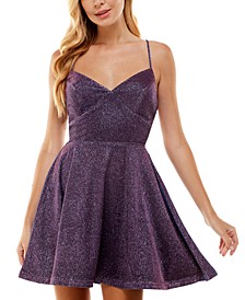Juniors' Lace-Up-Back Fit & Flare Dress