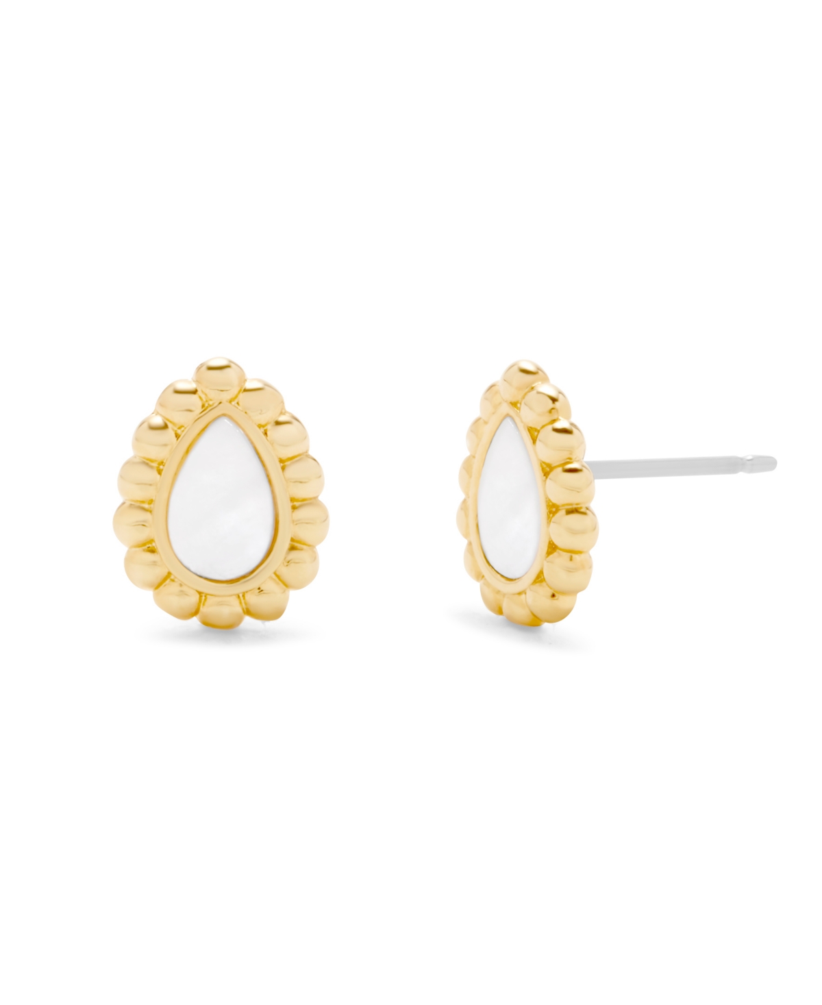 Mother of Imitation Pearl Inlay Camilla Earrings - Gold Platted