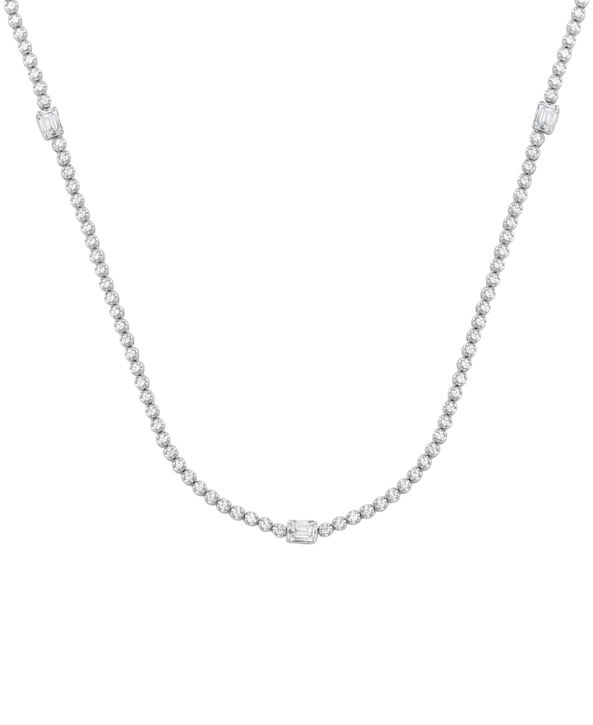 Lab Grown Diamond Round- & Emerald-Cut 17" Collar Necklace (3 ct. t.w.) in 14k White Gold - White Gold