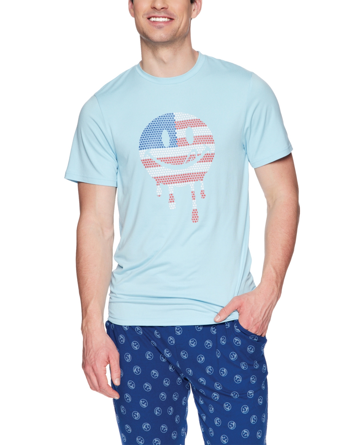 Men's Super Soft Americana Licky Crew T-shirt - Light Blue
