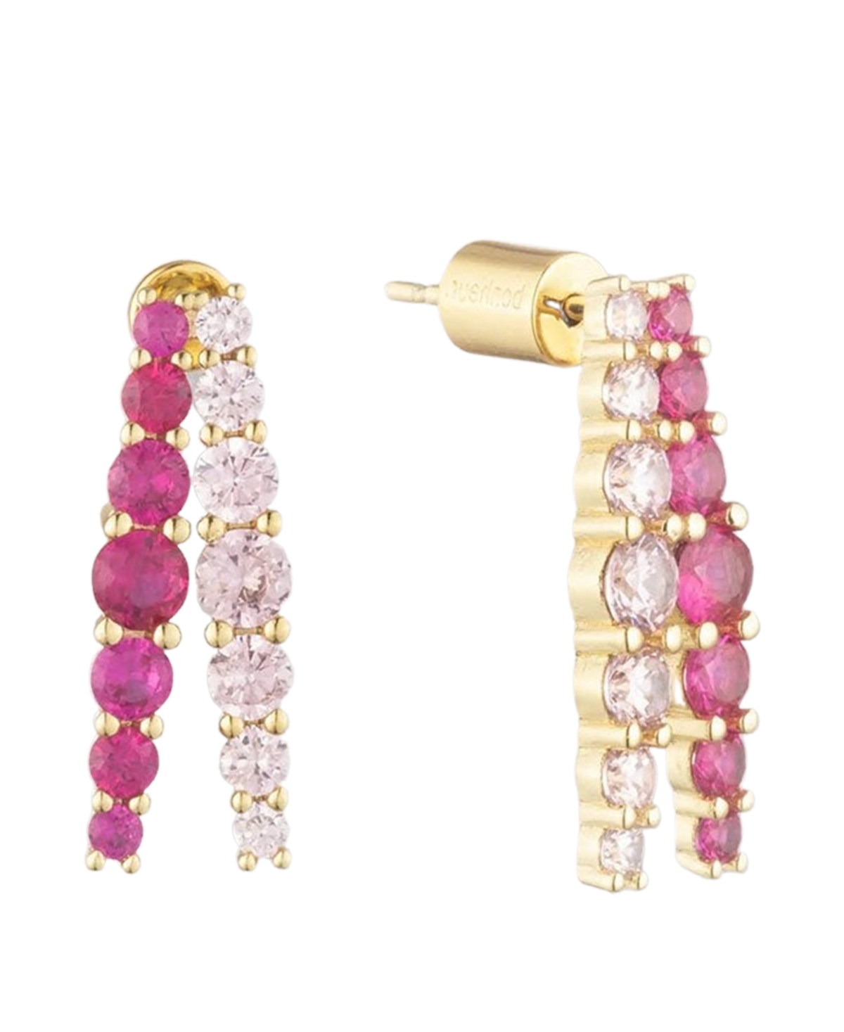 Bonheur Jewelry Seraphine Pink Crystal Half Hoop Earrings In Multi