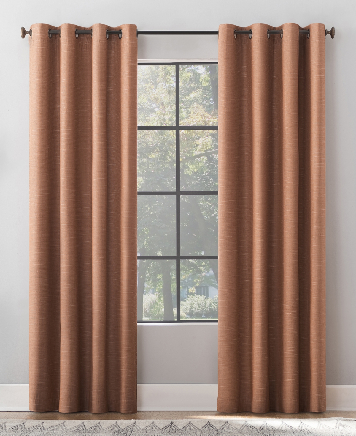 Archaeo Total Blackout Grommet Top Curtain, 50" X 63" In Pecan Brown