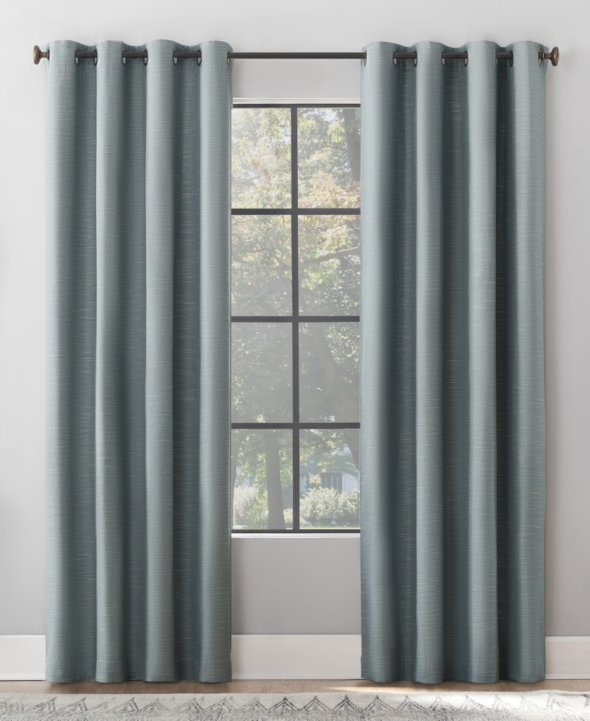 Archaeo Total Blackout Grommet Top Curtain, 50" X 63" In Storm Blue