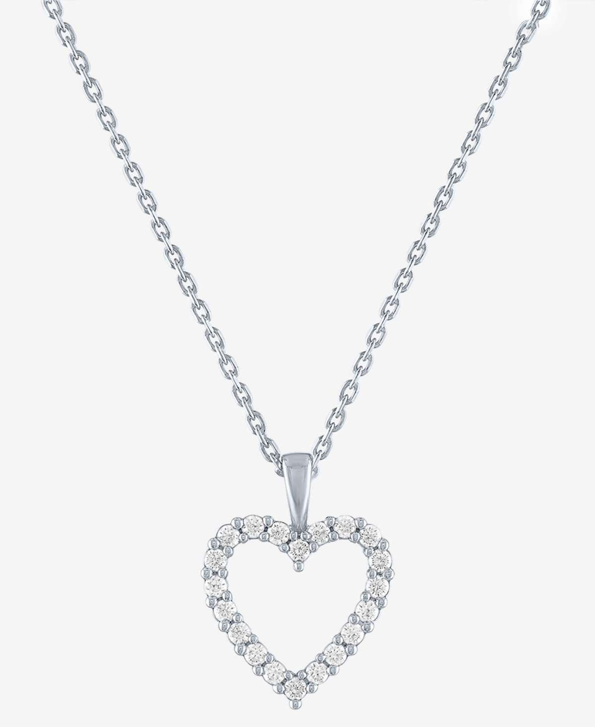 Lab-Created Diamond Open Heart 18" Pendant Necklace (1/4 ct. t.w.) in Sterling Silver - Sterling Silver