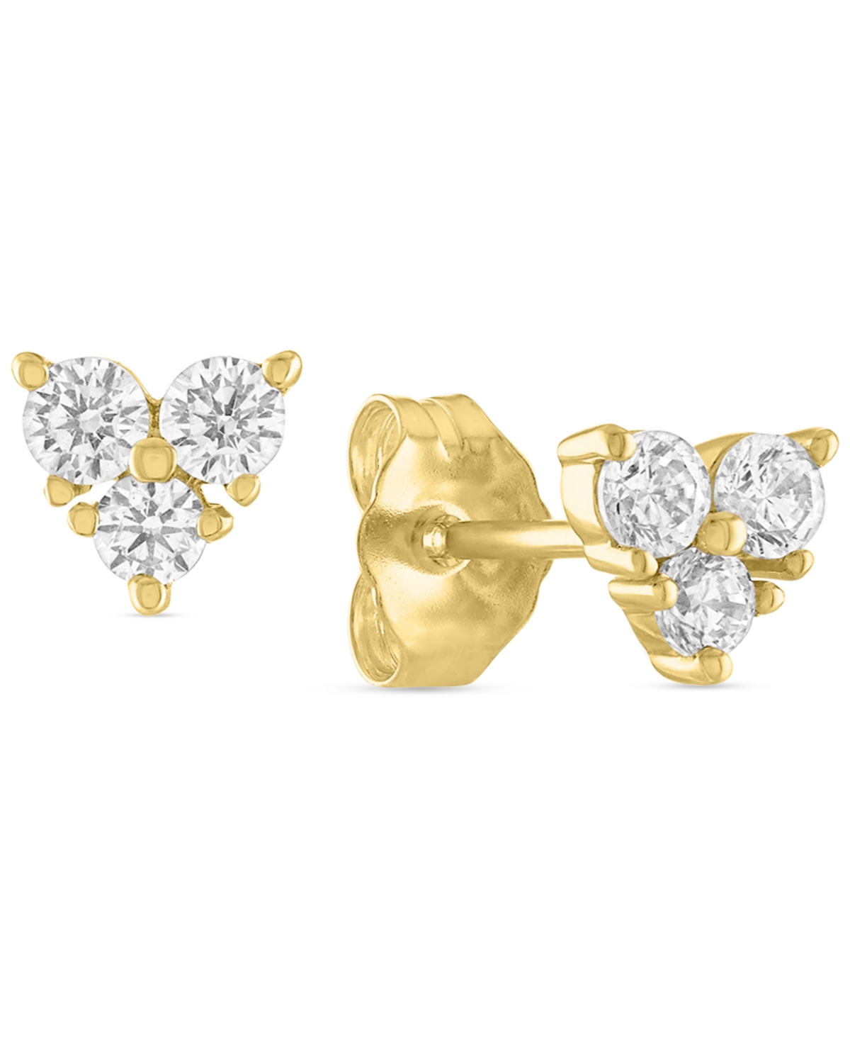 Forever Grown Diamonds Lab-Created Diamond Trio Cluster Stud Earrings (1/3 ct. t.w.) in 10k Gold
