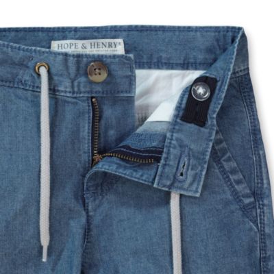 Baby Boys Chambray Rolled Cuff Pant With Drawstring