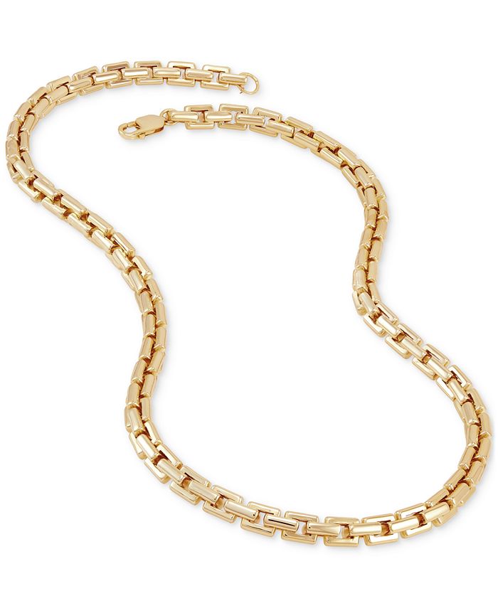 Macy's Men's Square Link 22" Chain Necklace in 18k GoldPlated Sterling