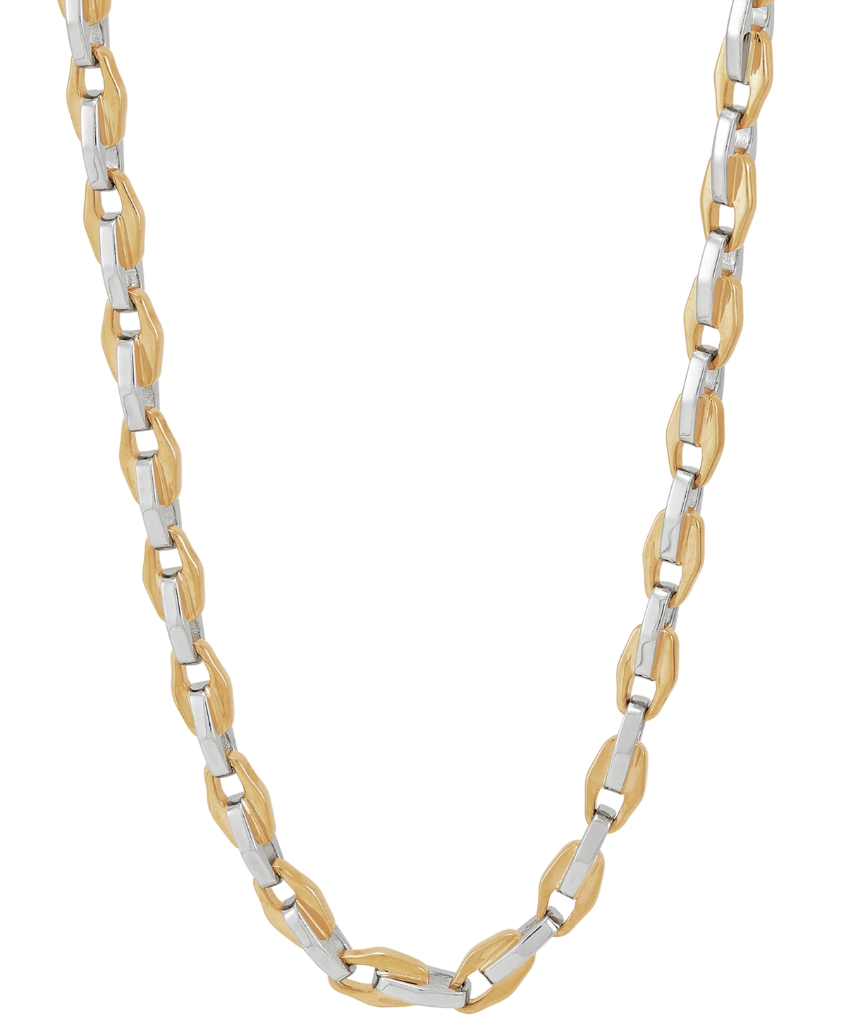 Macy's Men's Two-tone Link 22" Chain Necklace In 18k Gold-plated Sterling Silver & White Rhodium In Gold Over Silver