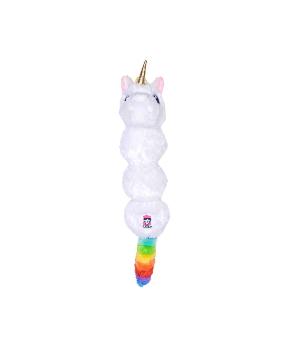 Rainbow Unicorn Skinny Plush Dog Toy with squeakers - Open Miscellaneous