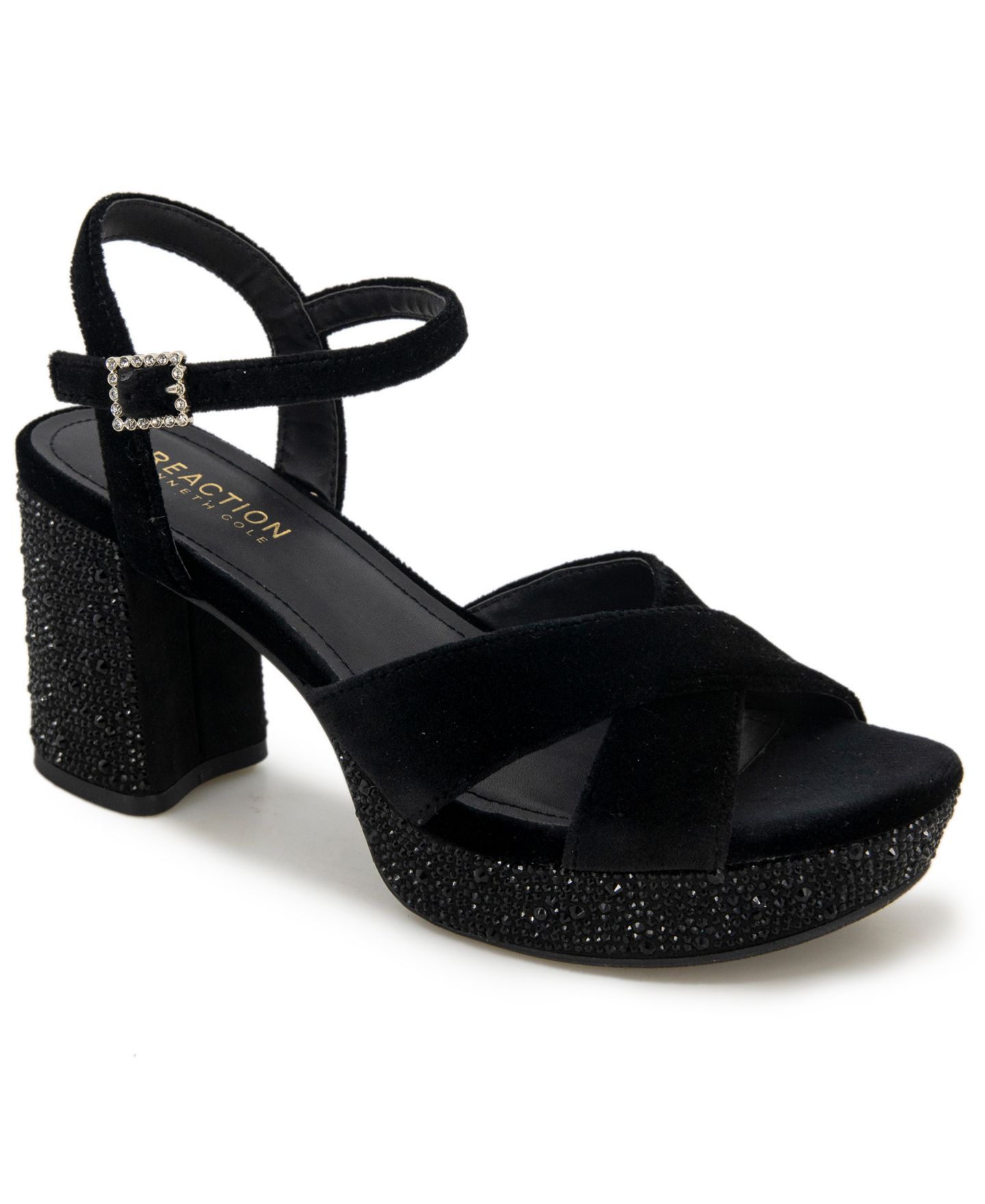 Женские сандалии Kenneth Cole Reaction Reeva Velvet Platform Dress Sandals, цвет: Чёрный бархатный — фото 1