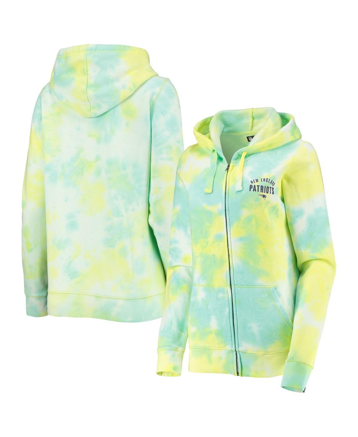 NEW ERA WOMEN'S NEW ERA WHITE NEW ENGLAND PATRIOTS ICE-DYE FULL-ZIP HOODIE 
