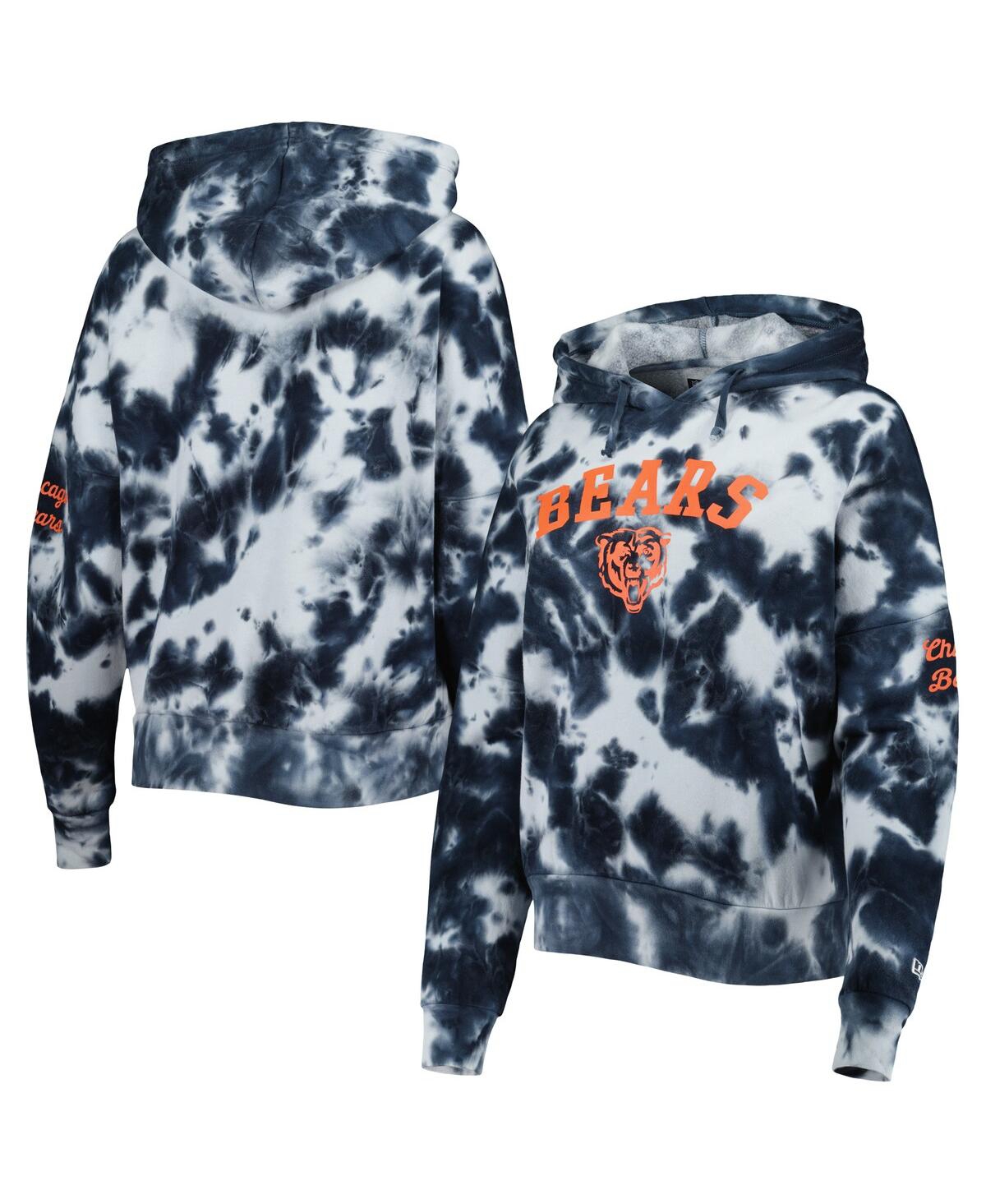 Women's New EraChicago Bears Cloud Dye Fleece Pullover Hoodie - Navy