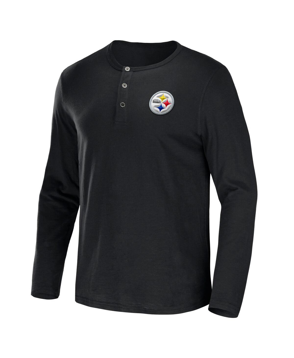 Men's Nfl x Darius Rucker Collection by FanaticsPittsburgh Steelers Slub Jersey Henley Long Sleeve T-shirt - Black
