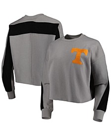 Women's Gray Tennessee Volunteers Back To Reality Colorblock Pullover Sweatshirt