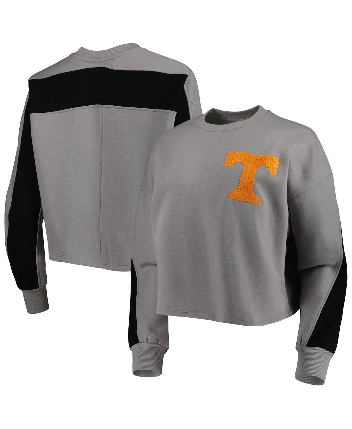 GAMEDAY COUTURE WOMEN'S GAMEDAY COUTURE GRAY TENNESSEE VOLUNTEERS BACK TO REALITY COLORBLOCK PULLOVER SWEATSHIRT