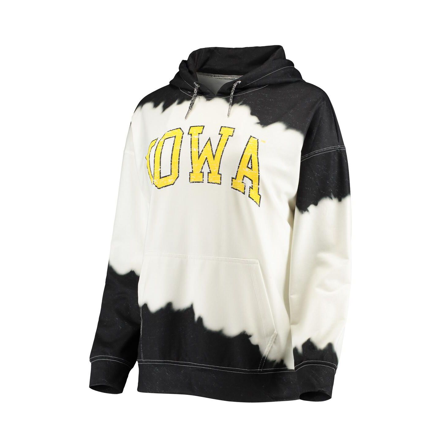 Женское худи Gameday Couture White, Black Iowa Hawkeyes For the Fun Double Dip-Dyed Pullover — фото 3