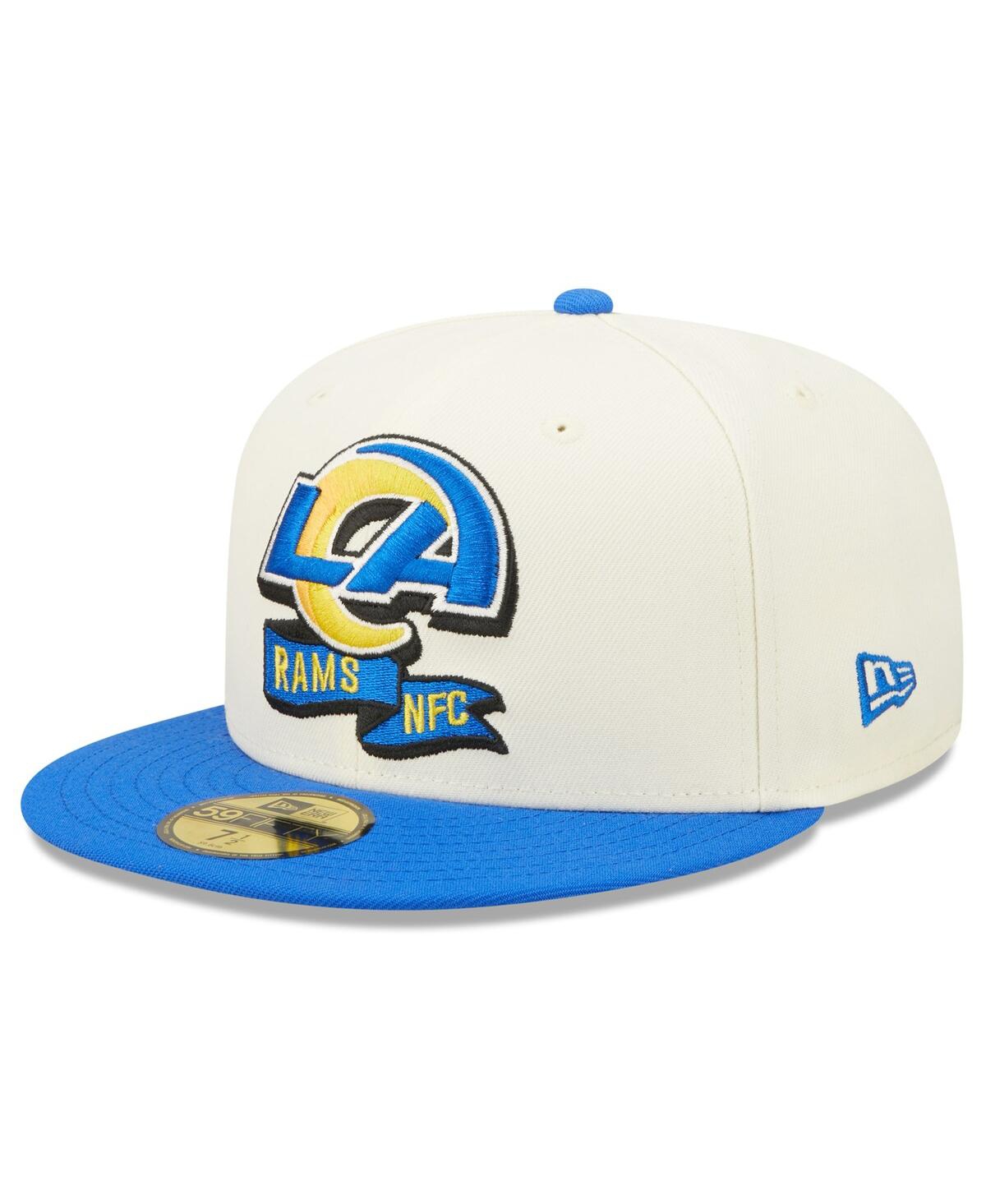 NEW ERA MEN'S NEW ERA CREAM, ROYAL LOS ANGELES RAMS 2022 SIDELINE 59FIFTY FITTED HAT 