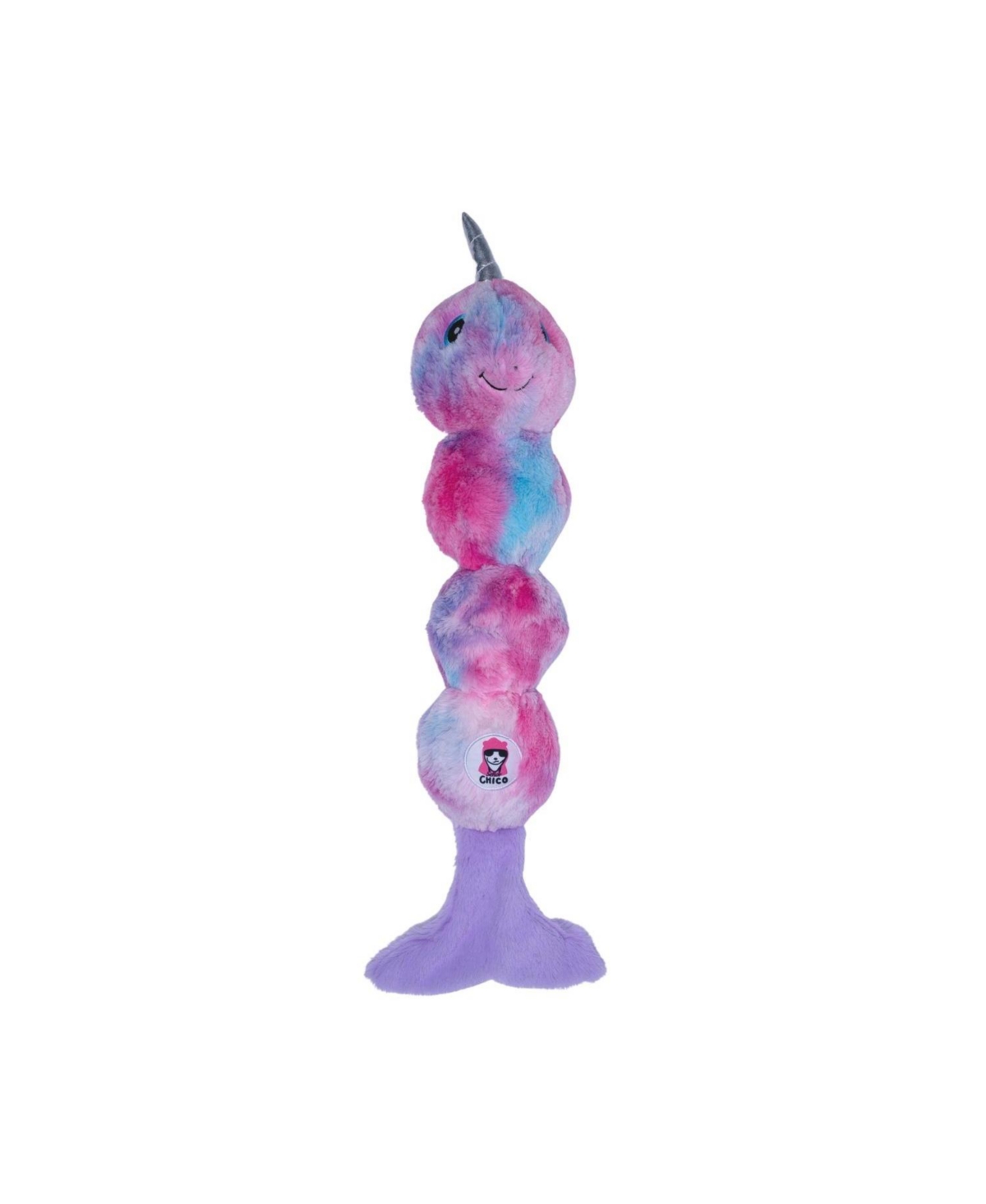 Tie Dye Narwal Skinny Plush Dog Chew Toy With Squeakers - Open Miscellaneous