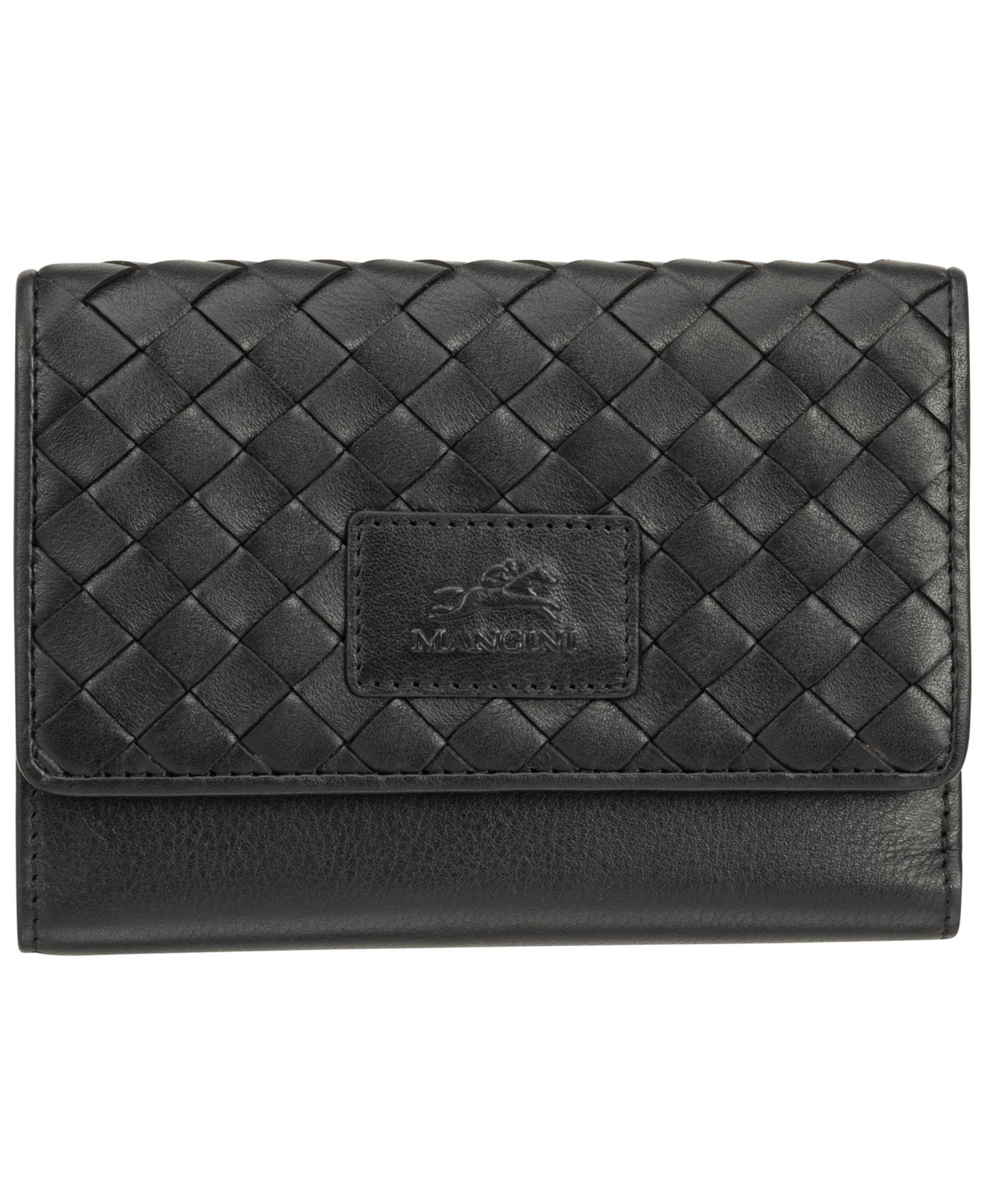 Женский кошелёк Mancini Basket Weave Collection RFID Secure Mini Clutch Wallet, цвет: Чёрный — фото 1