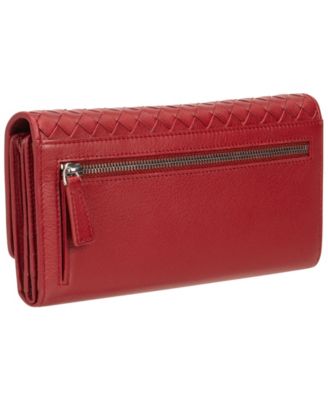 Women's Basket Weave Collection RFID Secure Quadruple Fold Wallet