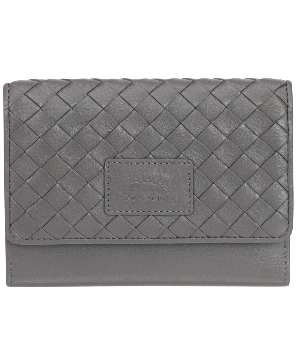 Women's Basket Weave Collection Rfid Secure Mini Clutch Wallet - Gray