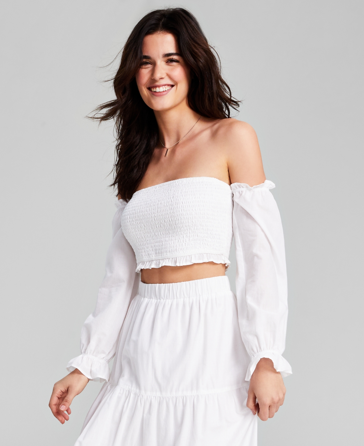 AND NOW THIS WOMEN'S COTTON OFF-THE-SHOULDER SMOCKED TOP