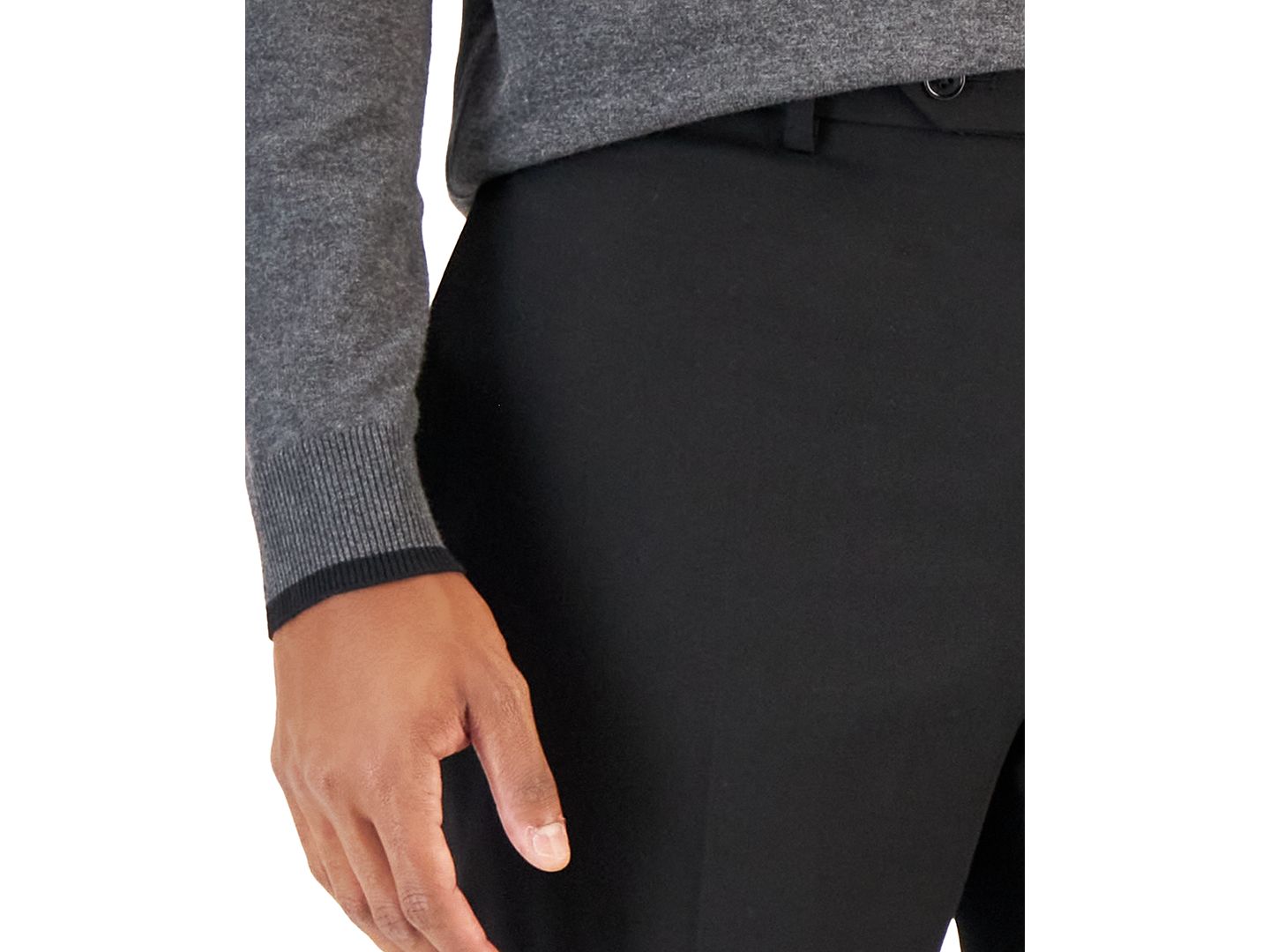 Мужской однотонный приталенный костюм-двойка Van Heusen Flex, цвет: Глубокий чёрный — фото 8