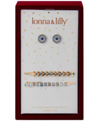 Photo 1 of lonna & lilly Gold-Tone Crystal Evil Eye Bobby Pins & Stud Earrings Set