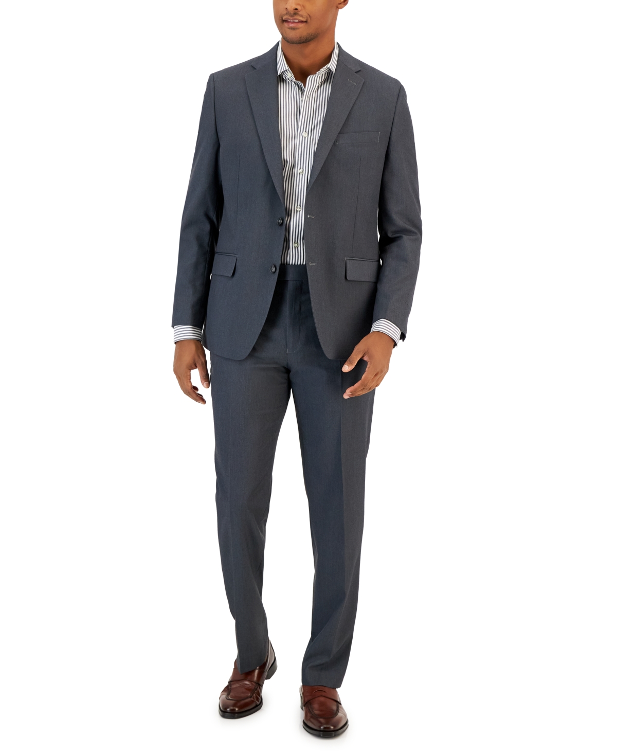 Men's Flex Plain Slim Fit Suits - Deep Black